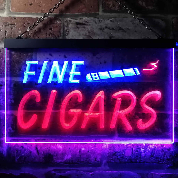 ADVPRO Fine Cigars Shop Open Dual Color LED Neon Sign st6-i0510 - Blue & Red
