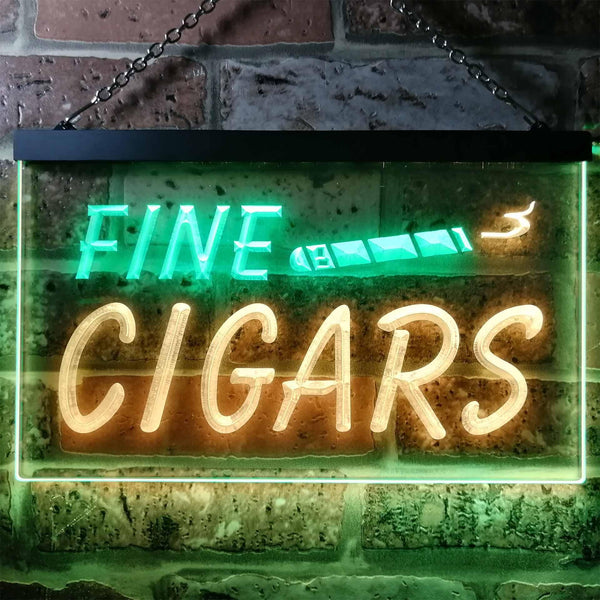 ADVPRO Fine Cigars Shop Open Dual Color LED Neon Sign st6-i0510 - Green & Yellow