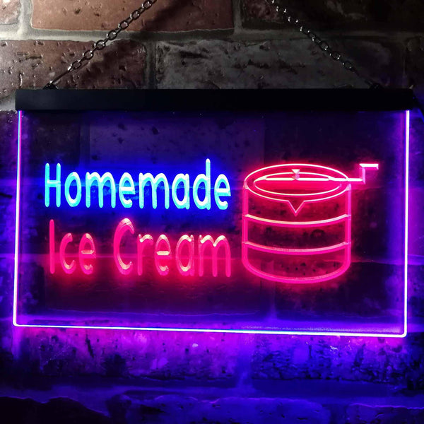 ADVPRO Home Made Ice Cream Illuminated Dual Color LED Neon Sign st6-i0518 - Blue & Red