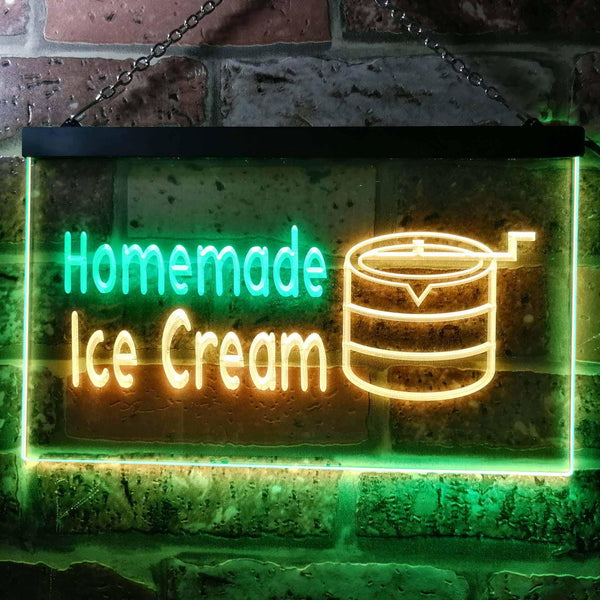 ADVPRO Home Made Ice Cream Illuminated Dual Color LED Neon Sign st6-i0518 - Green & Yellow