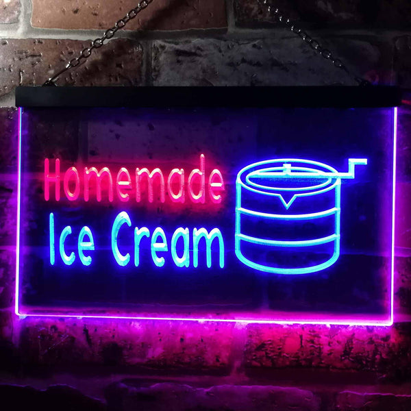 ADVPRO Home Made Ice Cream Illuminated Dual Color LED Neon Sign st6-i0518 - Red & Blue