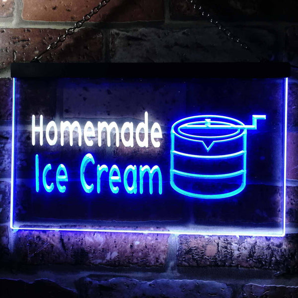 ADVPRO Home Made Ice Cream Illuminated Dual Color LED Neon Sign st6-i0518 - White & Blue