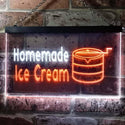 ADVPRO Home Made Ice Cream Illuminated Dual Color LED Neon Sign st6-i0518 - White & Orange
