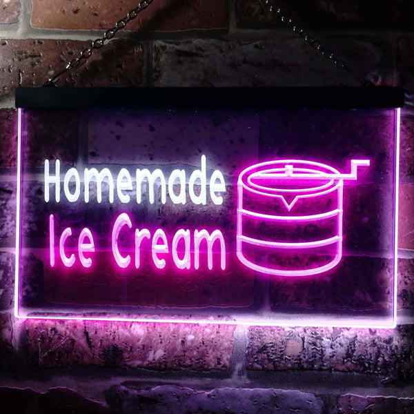 ADVPRO Home Made Ice Cream Illuminated Dual Color LED Neon Sign st6-i0518 - White & Purple