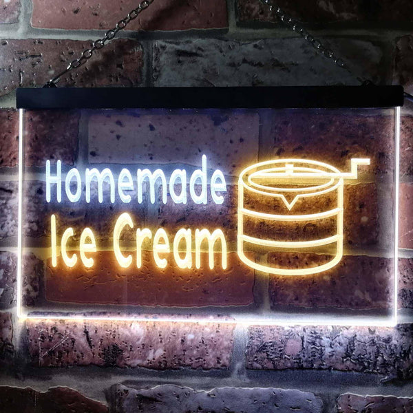 ADVPRO Home Made Ice Cream Illuminated Dual Color LED Neon Sign st6-i0518 - White & Yellow