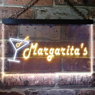 ADVPRO Margarita's Cocktails Bar Illuminated Dual Color LED Neon Sign st6-i0521 - White & Yellow