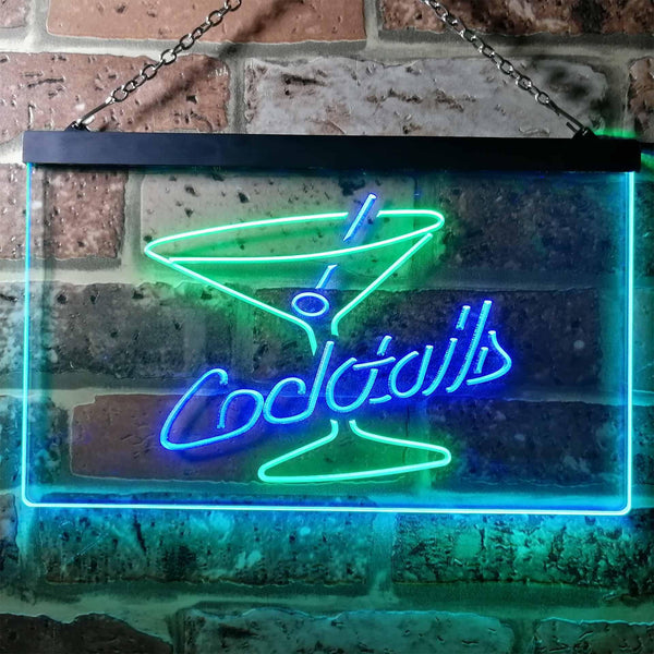 ADVPRO Cocktails Glass Bar Club Illuminated Dual Color LED Neon Sign st6-i0522 - Green & Blue