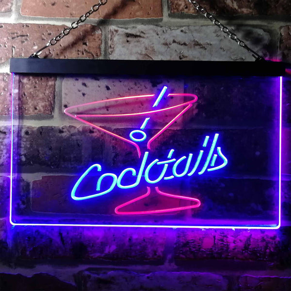 ADVPRO Cocktails Glass Bar Club Illuminated Dual Color LED Neon Sign st6-i0522 - Red & Blue