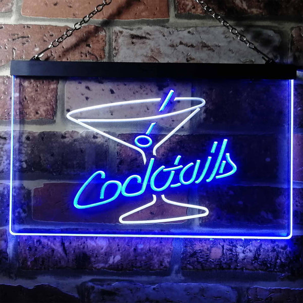 ADVPRO Cocktails Glass Bar Club Illuminated Dual Color LED Neon Sign st6-i0522 - White & Blue