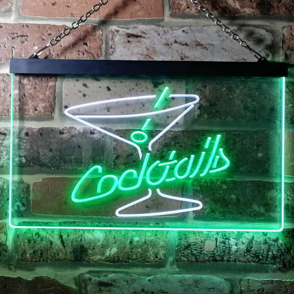 ADVPRO Cocktails Glass Bar Club Illuminated Dual Color LED Neon Sign st6-i0522 - White & Green