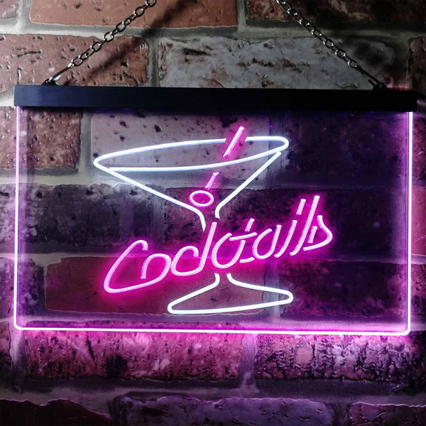 ADVPRO Cocktails Glass Bar Club Illuminated Dual Color LED Neon Sign st6-i0522 - White & Purple