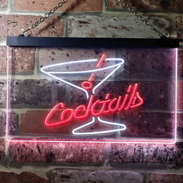 ADVPRO Cocktails Glass Bar Club Illuminated Dual Color LED Neon Sign st6-i0522 - White & Red