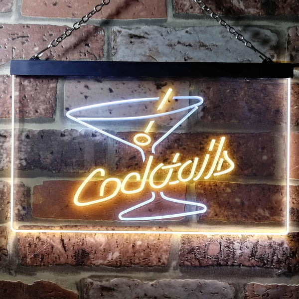 ADVPRO Cocktails Glass Bar Club Illuminated Dual Color LED Neon Sign st6-i0522 - White & Yellow