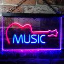 ADVPRO Guitar Music Room Band Man Cave Dual Color LED Neon Sign st6-i0528 - Blue & Red