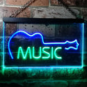 ADVPRO Guitar Music Room Band Man Cave Dual Color LED Neon Sign st6-i0528 - Green & Blue