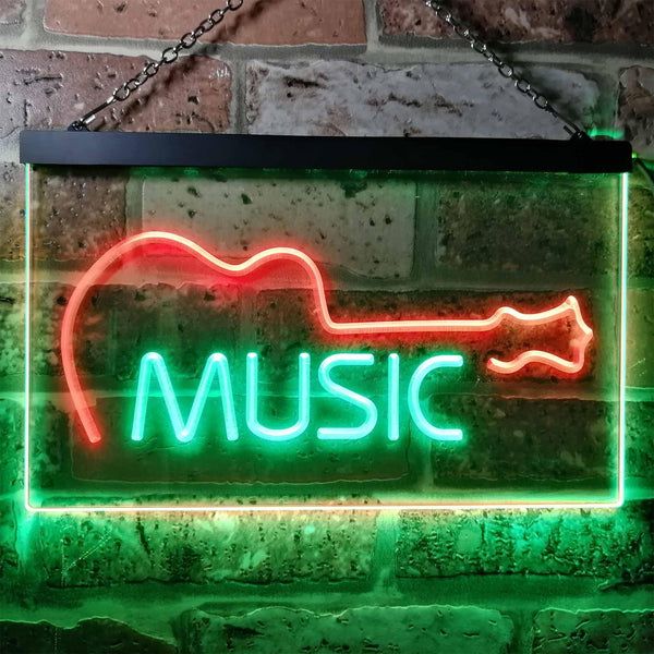 ADVPRO Guitar Music Room Band Man Cave Dual Color LED Neon Sign st6-i0528 - Green & Red