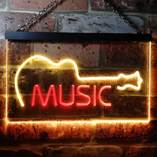 ADVPRO Guitar Music Room Band Man Cave Dual Color LED Neon Sign st6-i0528 - Red & Yellow