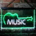 ADVPRO Guitar Music Room Band Man Cave Dual Color LED Neon Sign st6-i0528 - White & Green