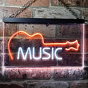 ADVPRO Guitar Music Room Band Man Cave Dual Color LED Neon Sign st6-i0528 - White & Orange