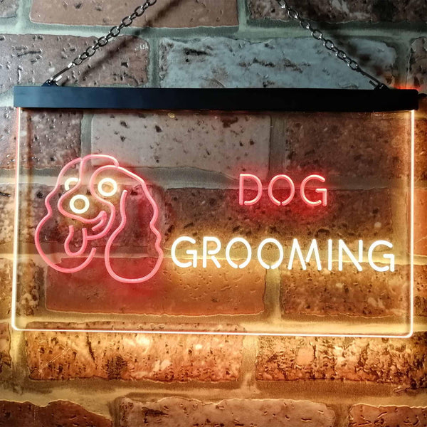 ADVPRO Dog Grooming Pet Shop Illuminated Dual Color LED Neon Sign st6-i0529 - Red & Yellow