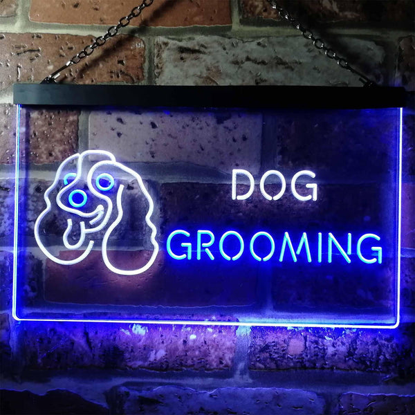ADVPRO Dog Grooming Pet Shop Illuminated Dual Color LED Neon Sign st6-i0529 - White & Blue