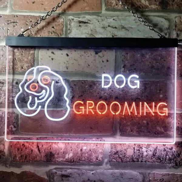 ADVPRO Dog Grooming Pet Shop Illuminated Dual Color LED Neon Sign st6-i0529 - White & Orange