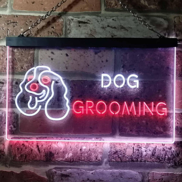 ADVPRO Dog Grooming Pet Shop Illuminated Dual Color LED Neon Sign st6-i0529 - White & Red
