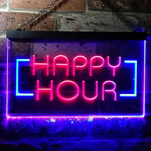 ADVPRO Happy Hour Bar Beer Ale Dual Color LED Neon Sign st6-i0530 - Blue & Red