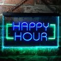 ADVPRO Happy Hour Bar Beer Ale Dual Color LED Neon Sign st6-i0530 - Green & Blue