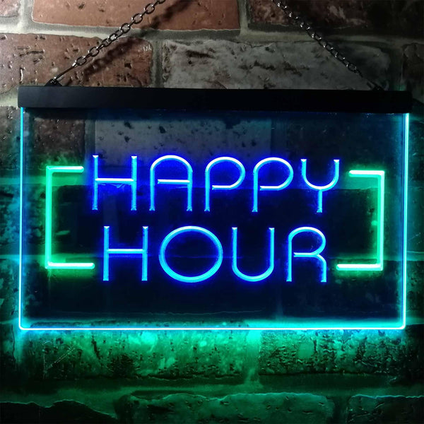 ADVPRO Happy Hour Bar Beer Ale Dual Color LED Neon Sign st6-i0530 - Green & Blue