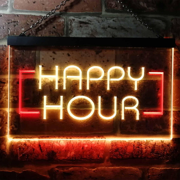 ADVPRO Happy Hour Bar Beer Ale Dual Color LED Neon Sign st6-i0530 - Red & Yellow