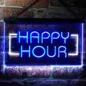 ADVPRO Happy Hour Bar Beer Ale Dual Color LED Neon Sign st6-i0530 - White & Blue