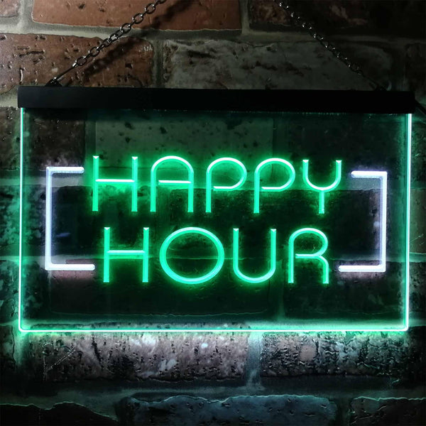 ADVPRO Happy Hour Bar Beer Ale Dual Color LED Neon Sign st6-i0530 - White & Green