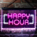 ADVPRO Happy Hour Bar Beer Ale Dual Color LED Neon Sign st6-i0530 - White & Purple