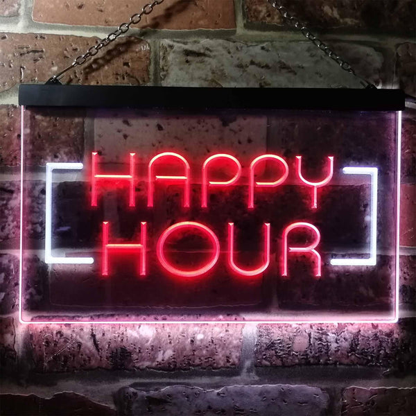 ADVPRO Happy Hour Bar Beer Ale Dual Color LED Neon Sign st6-i0530 - White & Red