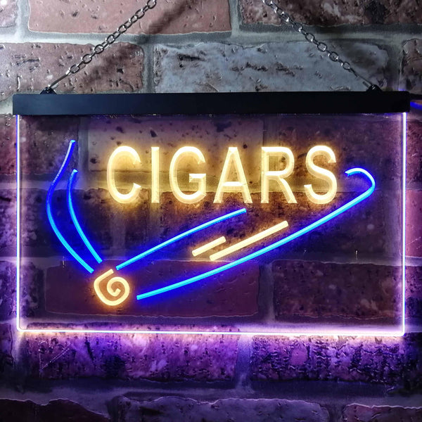ADVPRO Cigars Shop Illuminated Dual Color LED Neon Sign st6-i0532 - Blue & Yellow