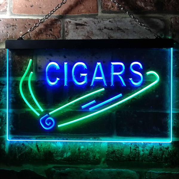 ADVPRO Cigars Shop Illuminated Dual Color LED Neon Sign st6-i0532 - Green & Blue