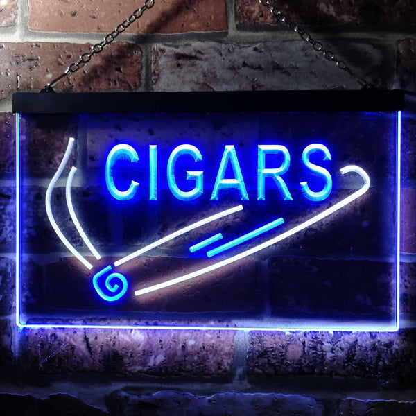 ADVPRO Cigars Shop Illuminated Dual Color LED Neon Sign st6-i0532 - White & Blue