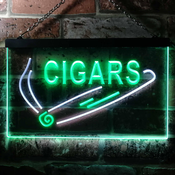 ADVPRO Cigars Shop Illuminated Dual Color LED Neon Sign st6-i0532 - White & Green