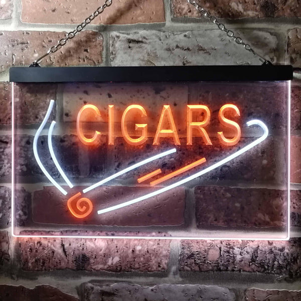 ADVPRO Cigars Shop Illuminated Dual Color LED Neon Sign st6-i0532 - White & Orange