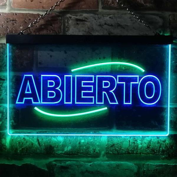 ADVPRO Abierto Restaurant Open Shop Illuminated Dual Color LED Neon Sign st6-i0535 - Green & Blue
