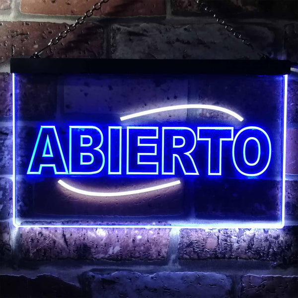 ADVPRO Abierto Restaurant Open Shop Illuminated Dual Color LED Neon Sign st6-i0535 - White & Blue