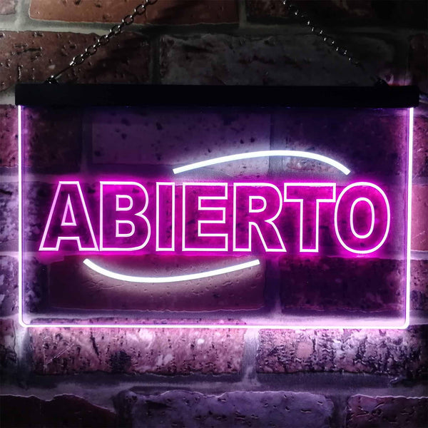 ADVPRO Abierto Restaurant Open Shop Illuminated Dual Color LED Neon Sign st6-i0535 - White & Purple