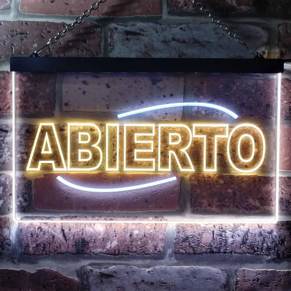 ADVPRO Abierto Restaurant Open Shop Illuminated Dual Color LED Neon Sign st6-i0535 - White & Yellow