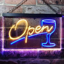 ADVPRO Open Bar Cocktails Glass Beer Wine Dual Color LED Neon Sign st6-i0536 - Blue & Yellow