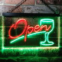 ADVPRO Open Bar Cocktails Glass Beer Wine Dual Color LED Neon Sign st6-i0536 - Green & Red