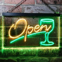 ADVPRO Open Bar Cocktails Glass Beer Wine Dual Color LED Neon Sign st6-i0536 - Green & Yellow