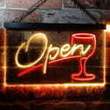 ADVPRO Open Bar Cocktails Glass Beer Wine Dual Color LED Neon Sign st6-i0536 - Red & Yellow