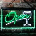 ADVPRO Open Bar Cocktails Glass Beer Wine Dual Color LED Neon Sign st6-i0536 - White & Green