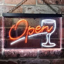 ADVPRO Open Bar Cocktails Glass Beer Wine Dual Color LED Neon Sign st6-i0536 - White & Orange
